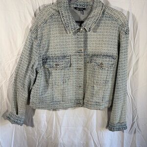 DKNY Patterned Light Blue Jean Jacket